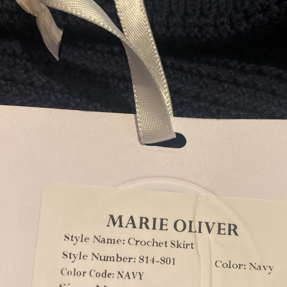 Marie Oliver Cotton Crocheted Scalloped Hem  Navy Skirt Size Medium - Picture 11 of 13